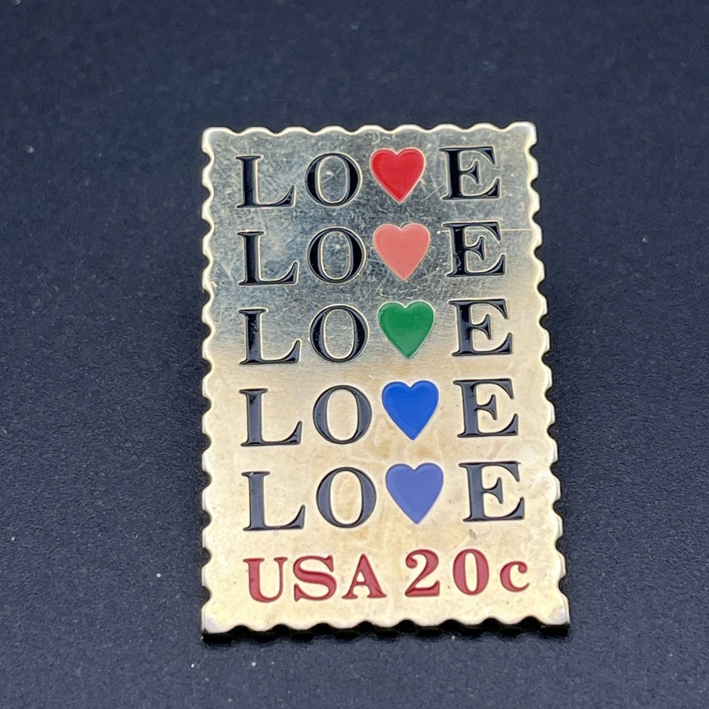 USPS United States Postal Service Stamp Love Hearts Lapel Hat Pin